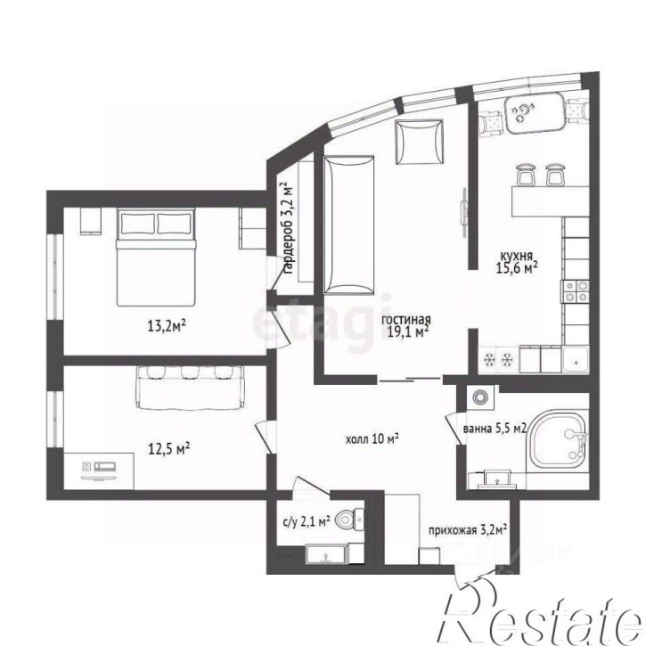 3-комн квартира улица Есенина, 9 к2,  д. 9 к2