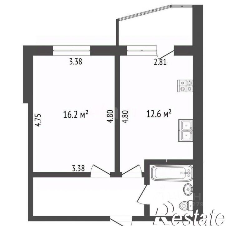 1-комн квартира Каштановая улица, 2,  д. 2