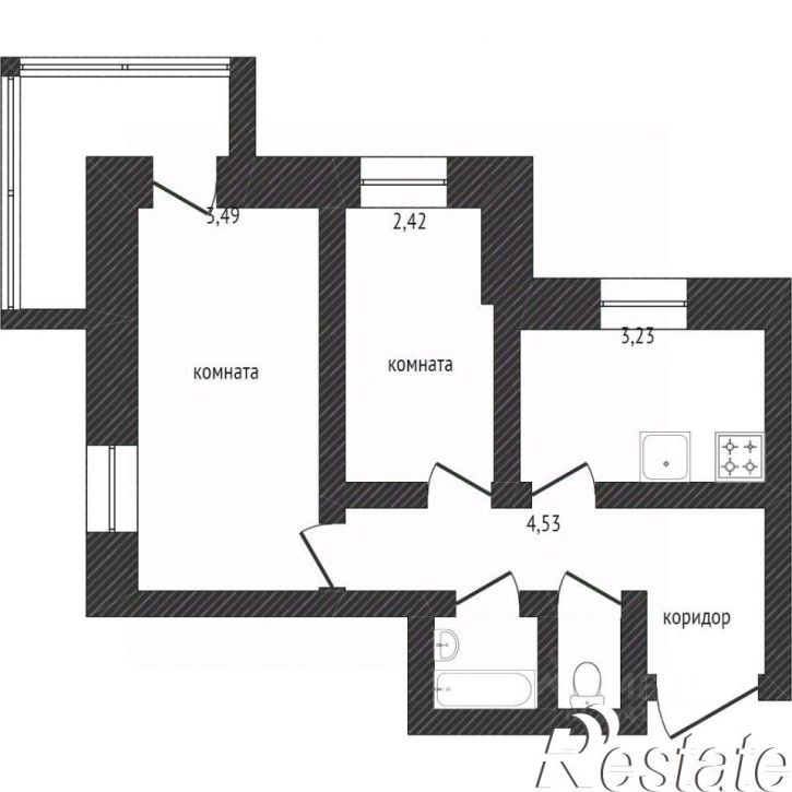 2-комн квартира улица Горького, 54Б,  д. 54Б