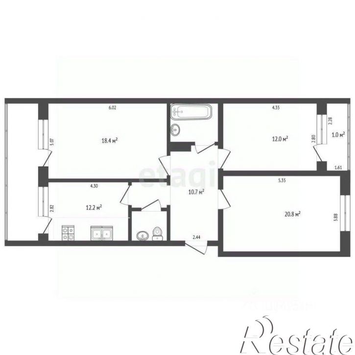 3-комн квартира улица Победы, 49 к2,  д. 49 к2