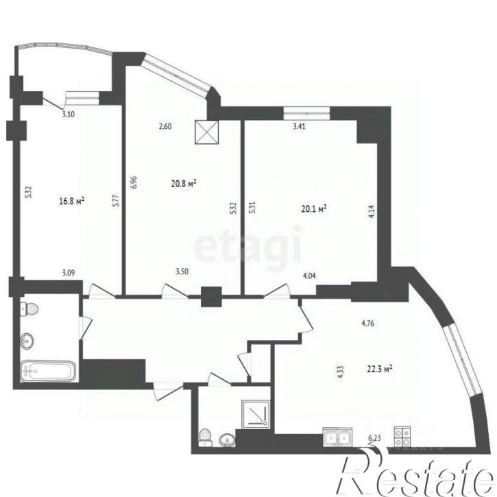 3-комн квартира улица Костюкова, 36В,  д. 36В