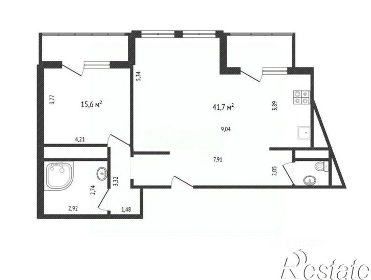 2-комн квартира Академическая улица, 23А,  д. 23А