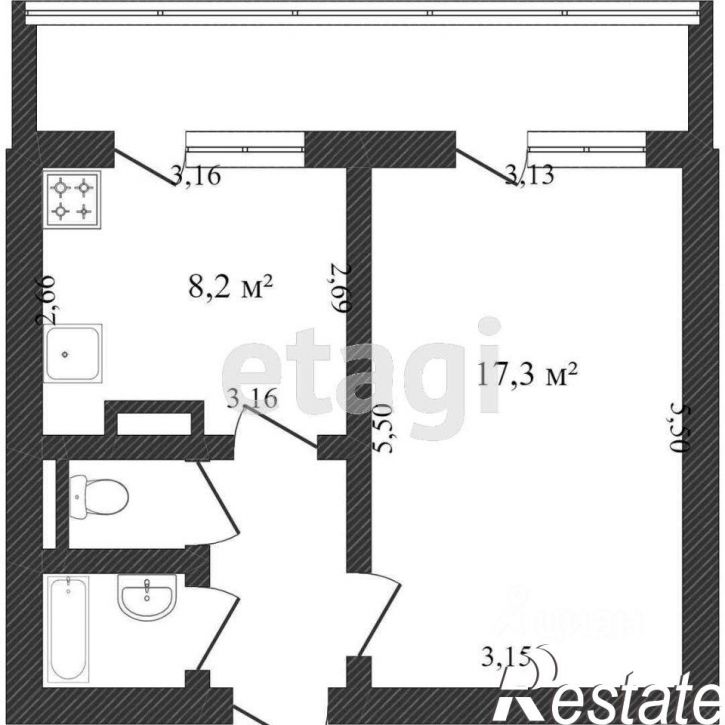 1-комн квартира улица Есенина, 46А,  д. 46А