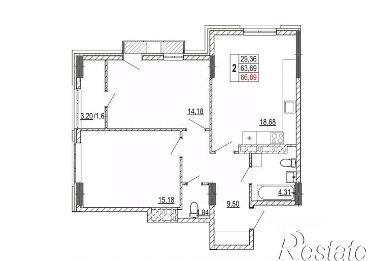 2-комн квартира в новом доме улица Разина, 8,  д. 8