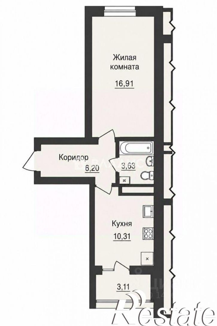 1-комн квартира улица Попова, 37,  д. 37