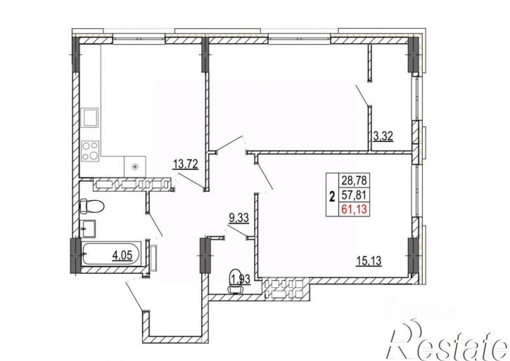 2-комн квартира в новом доме улица Разина, 8,  д. 8